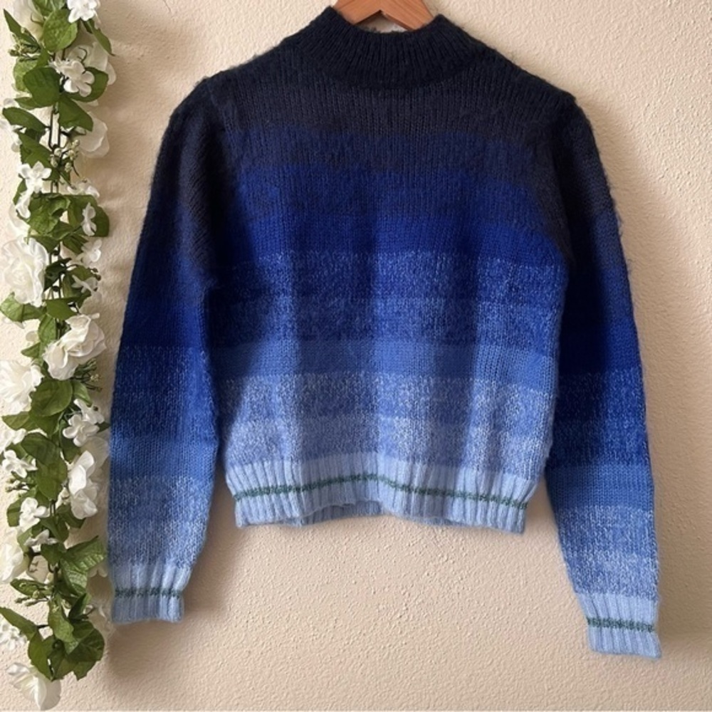 American Eagle Blue Ombre Turtleneck Striped Sweater